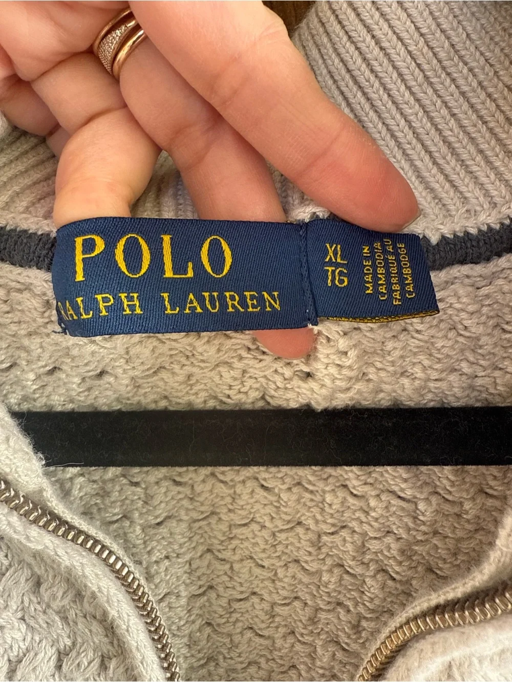 Polo by Ralph Lauren Men’s Grayish White Half-Zip Textured Knit Sweater Size XL